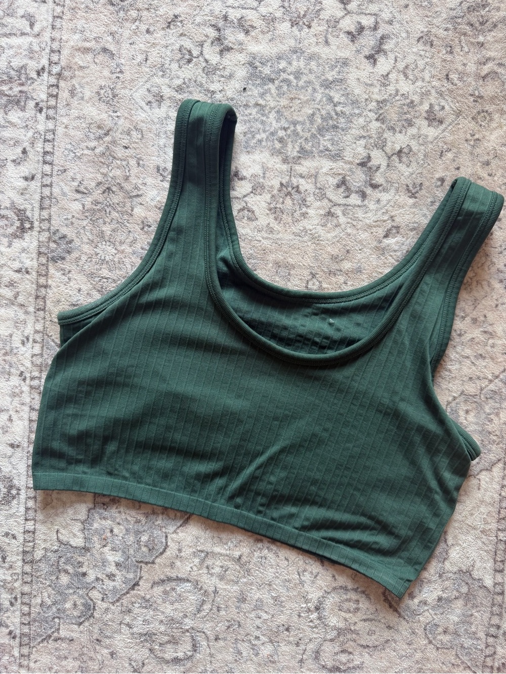 aerie Ribbed Scoop Neck Bralette in Deep Green